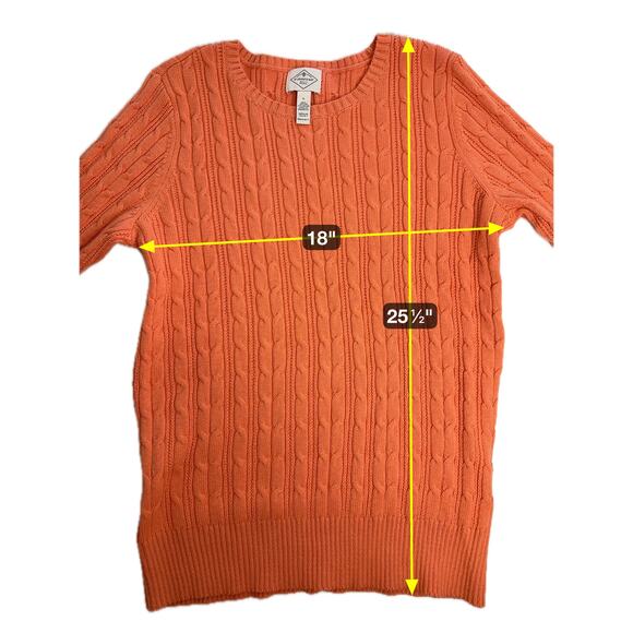 NWT St. John's Bay Orange Cable Knit Crewneck Sweater Preppy Womens Size Large L - Picture 10 of 10